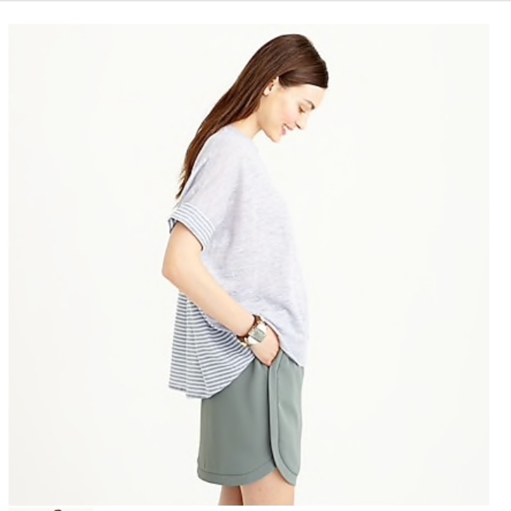 J. Crew beach pullover, blue and white, poplin